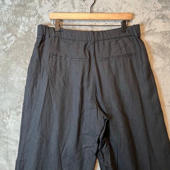 Abercrombie & Fitch High Rise Ultra Wide Leg Linen Blend Pants Size 32 Black New - Picture 4 of 9
